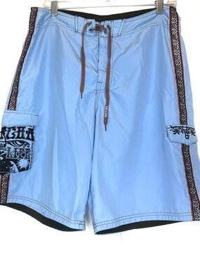 Vintage Gotcha For Life Y2K 90s Men Board, Skater, Surf Cargo Shorts Blue SZ 32